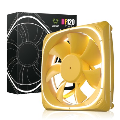 Vetroo DF120 120mm PC Case Fan White LED Lighting PC Cooling Fan Yellow Frame