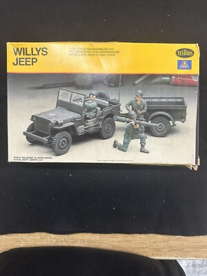 Vintage 1979 Sealed Testors Willys Jeep 1/35 Scale Plastic Model Kit No. 821
