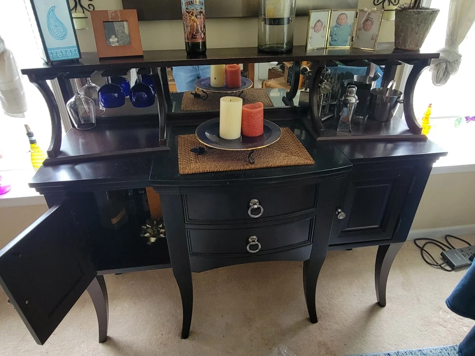 Broyhill Bar 2 piece set w/ silverware draw, wine glass rack and more - Image 3 of 4