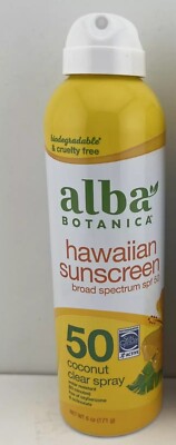 Alba Botanica Hawaiian Sunscreen Spray SPF50, Coconut, 6 oz - FREE SHIPPING!