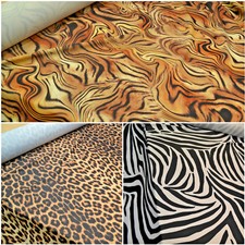 ANIMAL PRINT SPANDEX FABRIC - LEOPARD, ZEBRA, TIGER - 4 WAY STRETCH