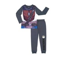 Mandalorian Boys Long Sleeve Pajama Set with Detachable Cape Medium 7 Gray New