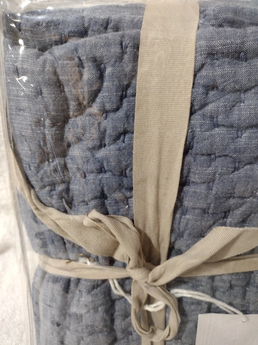 New Arhaus Q1215 Pickstitch Navy Blue Quilted Pillow Sham 1 SHAM