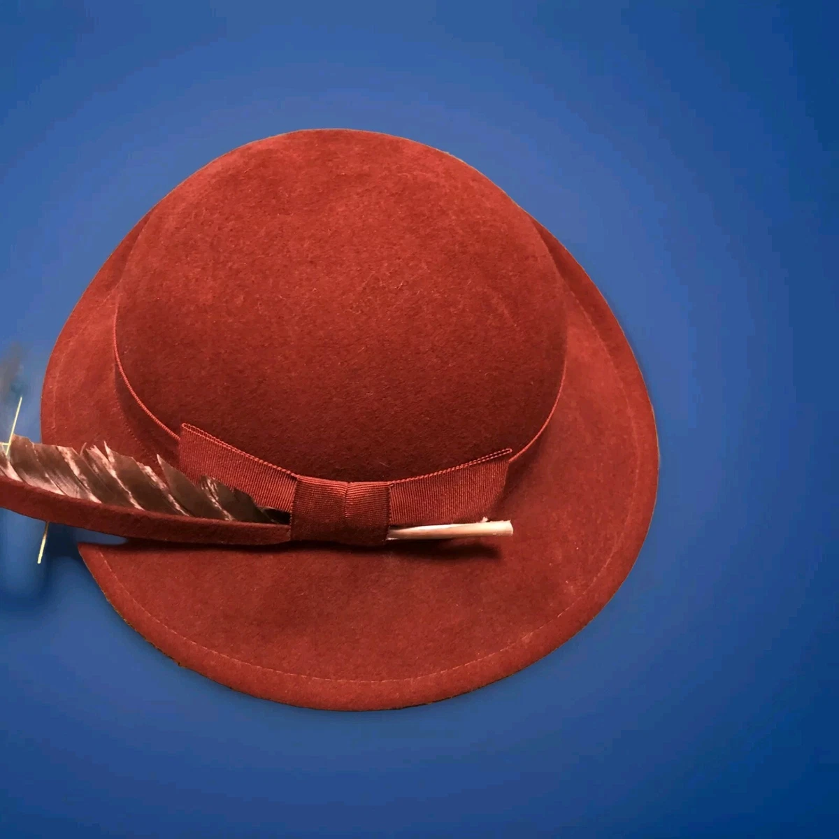 Soprattutto Italy pumpkin orange 100% wool felt Womens fedora trilby hat EUC Fedora/Trilby Vintage Hats for Women for sale | eBay main image 3