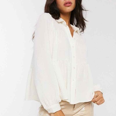 NWT Vero Moda Sz XS Smock Shirt with Tiering in White