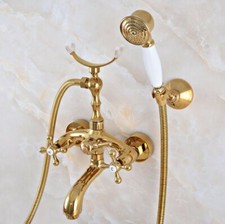 Bathroom wall Mounted Gold Color Brass Bathtub Handheld Shower Faucet Zna947