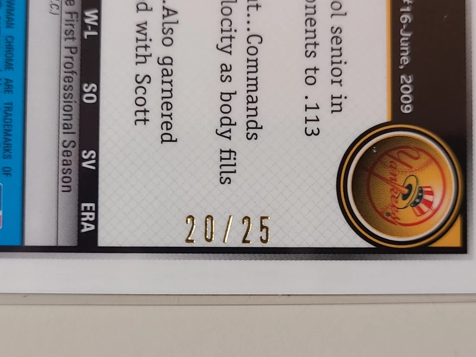 Bryan Mitchell 2010 Bowman Chrome Orange Refractor Prospects AUTO Autograph /25 - Image 3 of 3