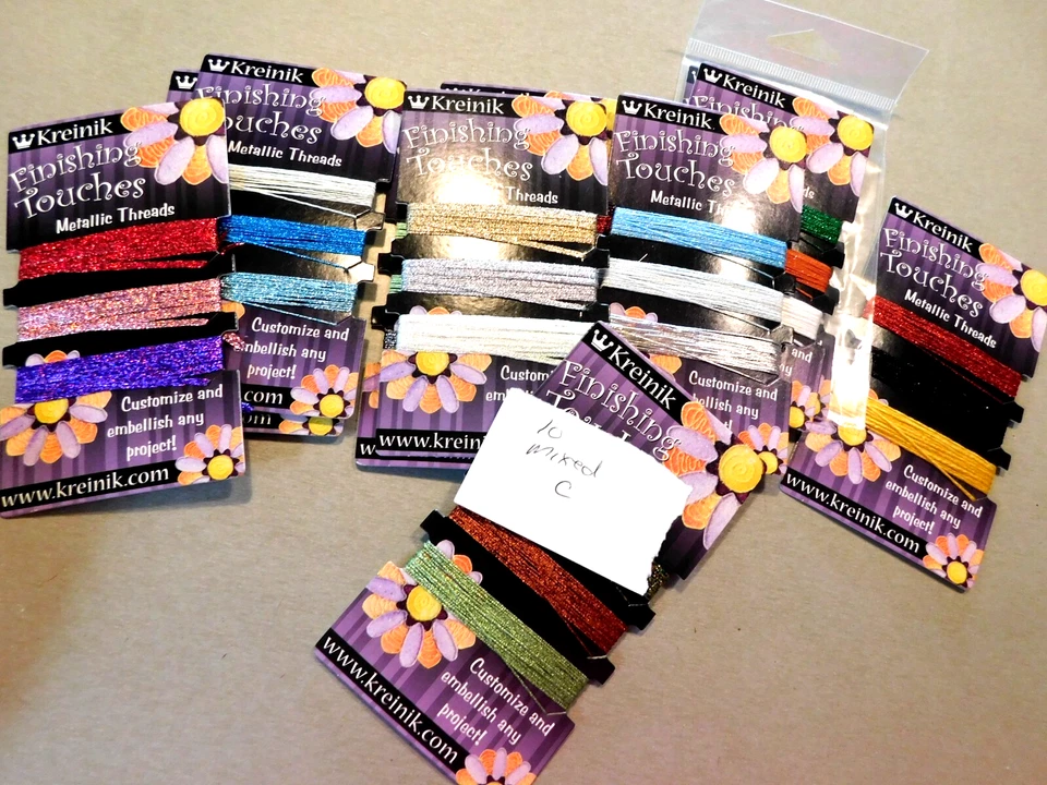 Set of 10 Kreinik Metallic Thread Many Mixed Colors Cards/ Finishing Touches/ C - Image 4 of 4