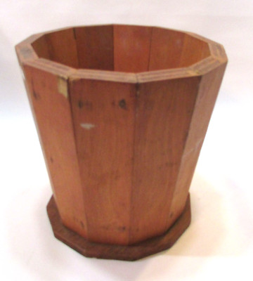 Primitive Old 1970's Tapered Polygon 10'' Laminated Wood Rustic Vintage Planter