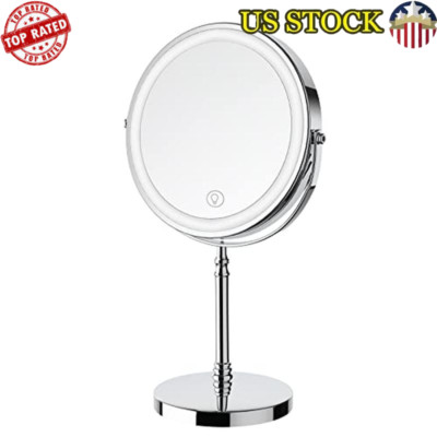 8 In Rechargeable Double Sided Makeup Mirror 3 Colors Touch Screen 360° Rotation