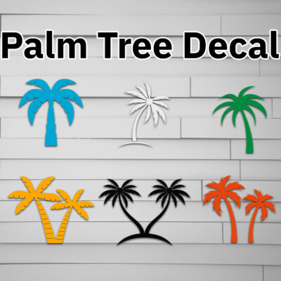 Palm Tree Decal, sticker, island, beach, summer, palmtree, Car, Window, Laptop, 