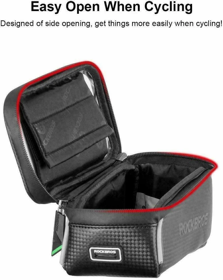 ROCKBROS Bike Front Top Tube Frame Bag MTB Waterproof Cycling Phone Holder Case - Image 3 of 4