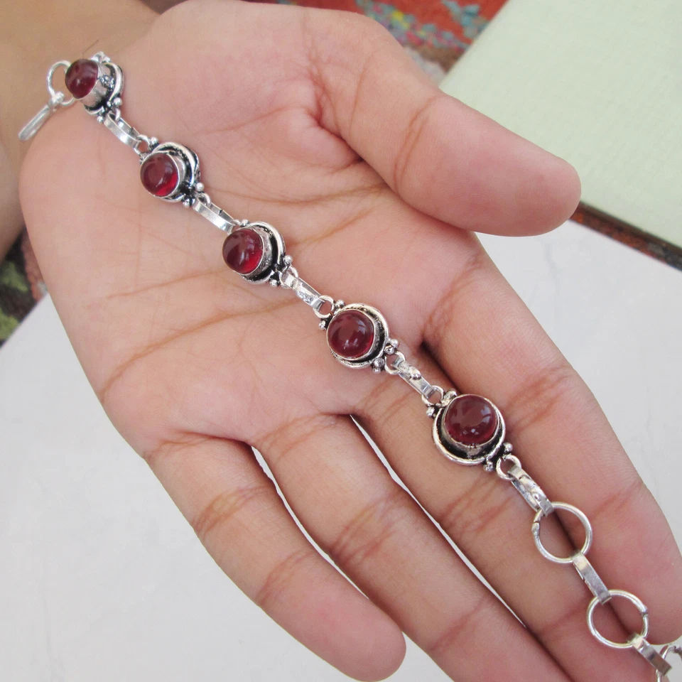 Natural Ruby jewellery handmade silver Plated adjustable bracelet jewelry gift - Image 4 of 4