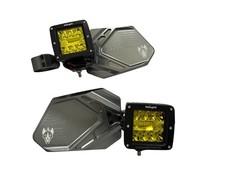 Espejos retrovisores Chupacabra Offroad Cuero Pro con luces LED ámbar se adapta a tubo gris de 1-3/4"