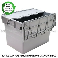 74L Heavy Duty Industrial Plastic Storage Distribution Box Boxes & Attached Lids