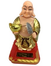 Feng Shui Decoration Solar Powered Waving Fan Lucky Wealth Happy Laughing Buddha