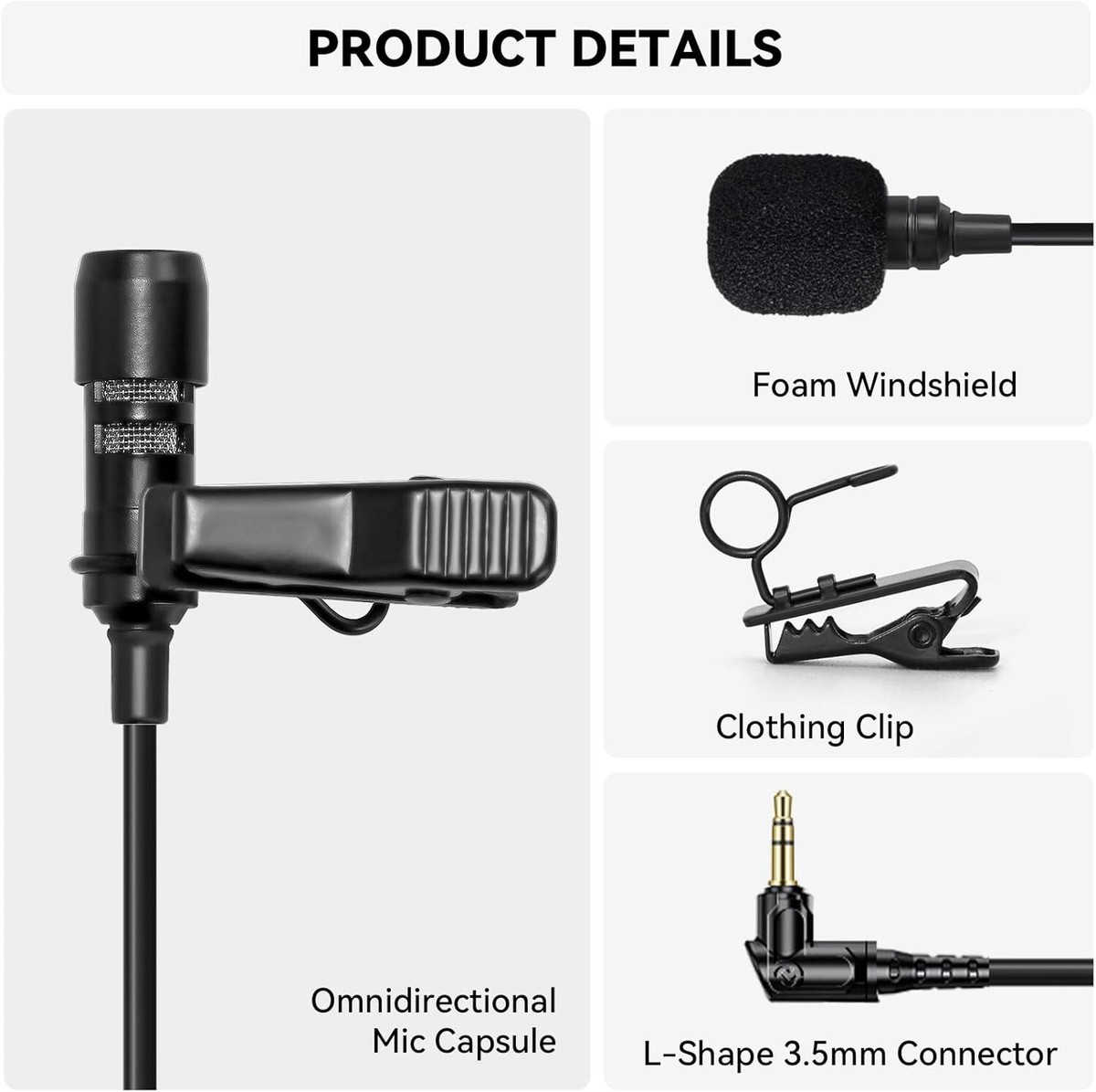 1pc Hollyland External Clip On Lavalier Microphone with