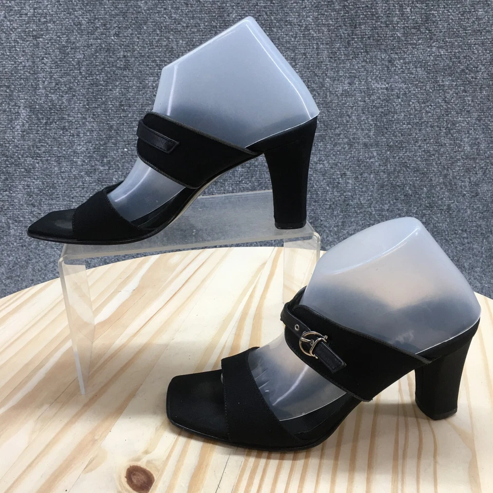 Sandalias Salvatore Ferragamo para mujer 5 B Boutique tacón bloque sin cordones negras Foto 2 de 4