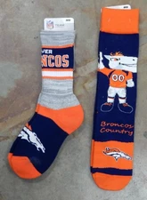 2 Pack NFL Denver Broncos Double Deuce Gray MD Elway Flag Mascot Gift Set Socks