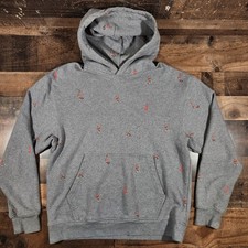 Jordan Hoodie Sweatshirt Men Medium Gray Essential Jumpman All Over Print Y2K