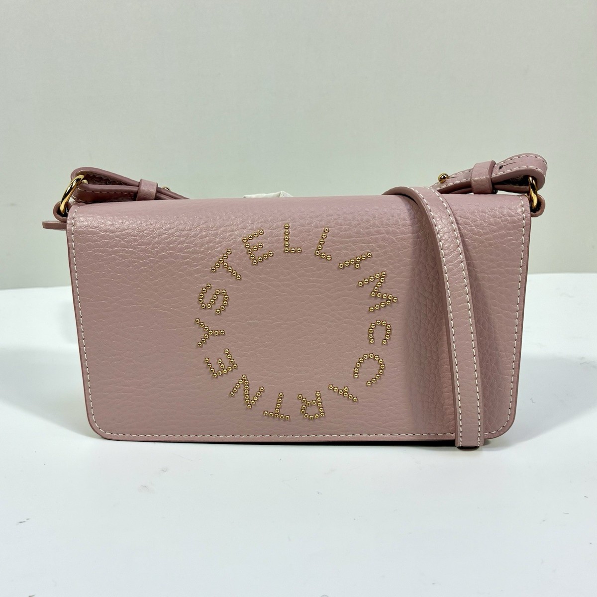 Stella McCartney Mini Logo Faux Leather Crossbody Bag Pale Mauve