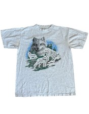 Vintage 90s Wolf Wolves T Shirt XLarge XL Wildlife Nature Gray Tee