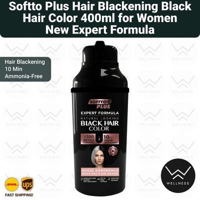 Softto Plus Hair Blackening Black Hair Color, Women 10 Min Ammonia-Free 400ml