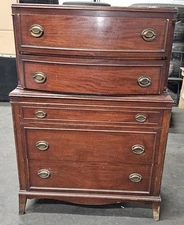 Antique Curved Front Chest of Drawers – Solid Mahogany – GORGEOUS FINISH - VGC