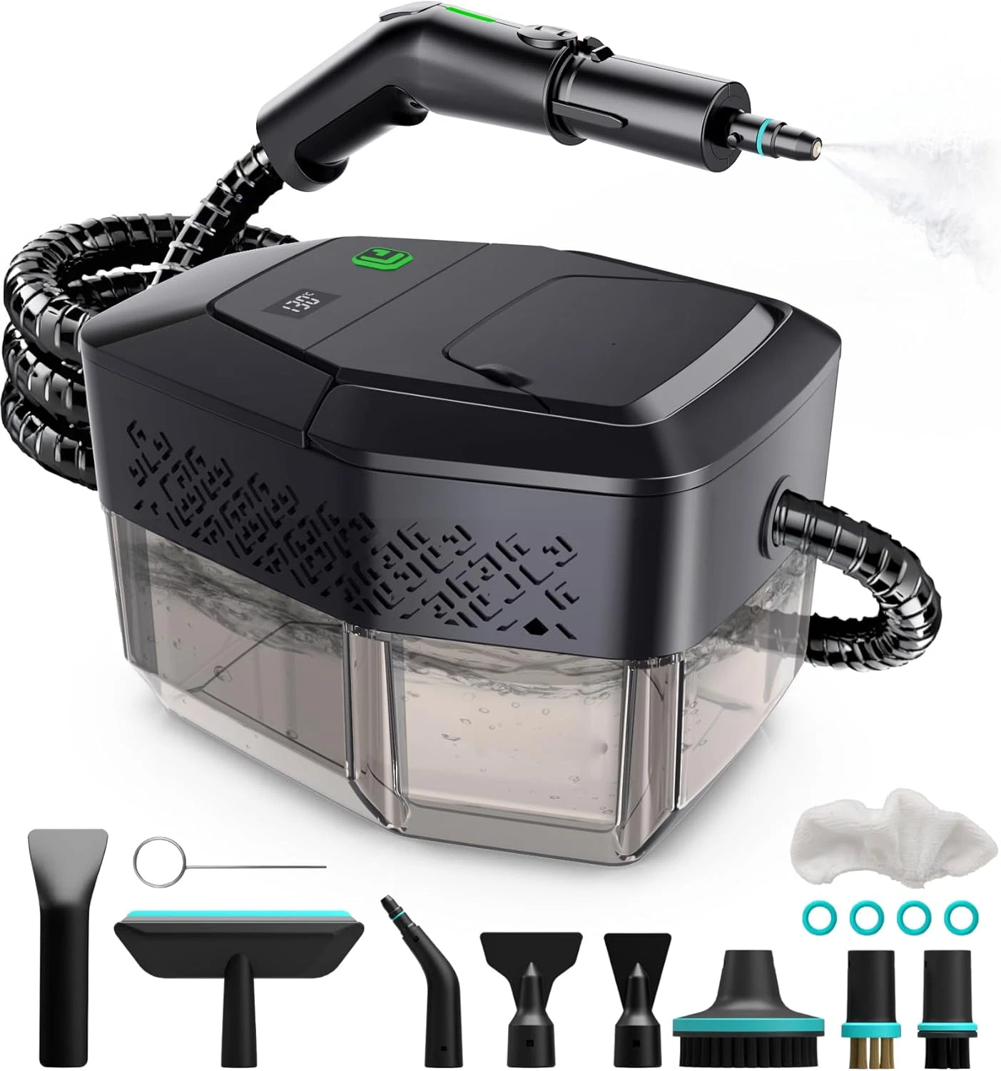 Powerful Handheld Steam Cleaner with 15S Heat-Up & 12 Accessories, 1.8L Tank