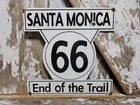 VINTAGE ROUTE 66 PORCELAIN SIGN OLD HIGHWAY SANTA MONICA MOTHER ROAD CALIFORNIA