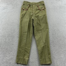 Vintage Boy Scouts Of America Pants Mens 26x28 Green Pleated Slacks 70s Outdoor