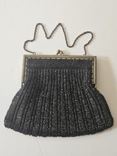 Vintage 1920s Black Beaded Flapper Purse Art Deco Era