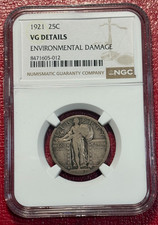 NGC VG DETAILS 1921 P 25C LIBERTY STANDING SILVER QUARTER-NICE OBVERSE-JAN112