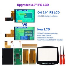 V5 Drop In 3.0" 720x480 Retro Pixel High Backlight Screen Kit Cases For GBA