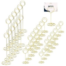 36 Pcs Table Number Holders Gold, 3 Size Place Gold Picture Holders for Cente...