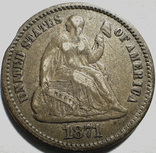 Demi-dime Liberté assise 1871 VF détails