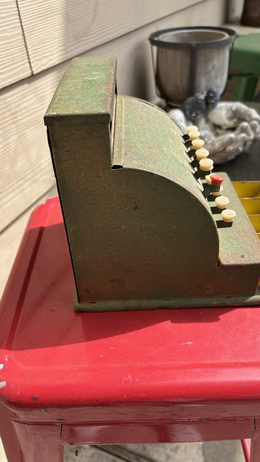 как выглядит Vntg Tom Thumb Toy Cash Register Green Metal 1950 Western Stamping Co USA Works фото