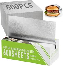 Precut Aluminum Foil Sheets 12x10.6 Inch Disposable Food Wrap Wrappers for