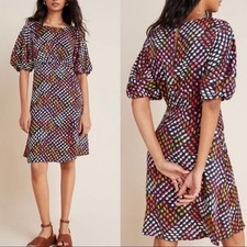 NEW Maeve x Anthropologie womens size 6 Melody Puff Sleeve Floral Dress zip