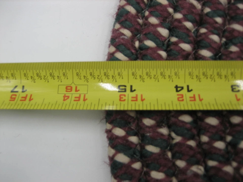 Vintage Braided Round Chair Pads Set of Five Green / Burgandy & Blue 15.5" READ - Image 2 of 3