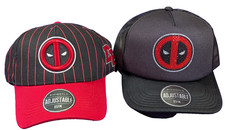 Marvel Deadpool Hat Bundle - Rhinestone Trucker Pinstripe Snapback NWT Set