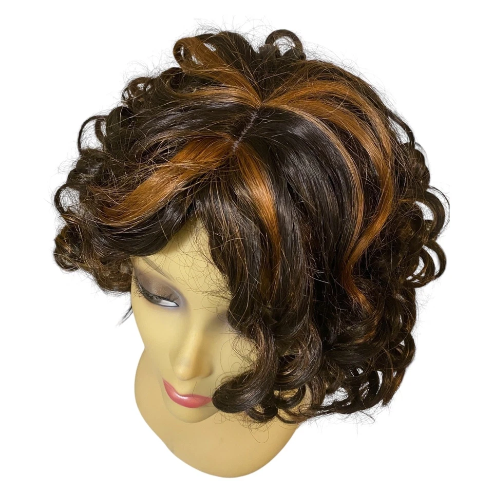 Soft Curls Wig Synthetic Hair Dark Brown Black Copper Women Teens Avg Size NWT - Image 4 of 4