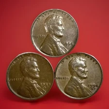 1954 P D S Lincoln Wheat Cents (3) Coins Average Circulated/Better  FAST S&H