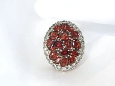 Vintage Sterling Silver 925 Estate Garnet Cluster Ring Size 10