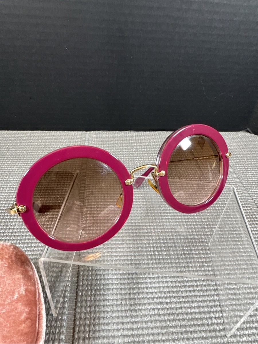 Miu Miu SMU 13N 49026 Dark Pink/Maroon Sunglasses DHH 182 140 2N Italy W/Case View 2