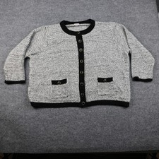 Xhilaration Sweater Girls 4 Black White Cardigan Button Front Pockets Knit