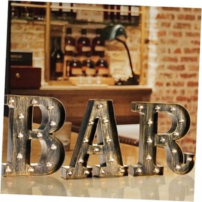 Light Up BAR Sign, LED Vintage Letters Home Decor Name Signs - Illuminated 
