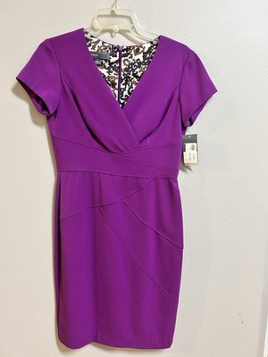 Donna Ricco New York Mulberry Purple Dress Size 4 NWT V-Neck Cocktail Dress  | eBay