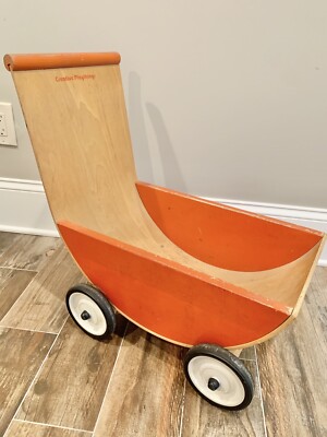 Vintage CREATIVE PLAYTHINGS Doll Stroller Toy Cart Mapl Wood MCM Mid  Century Mod