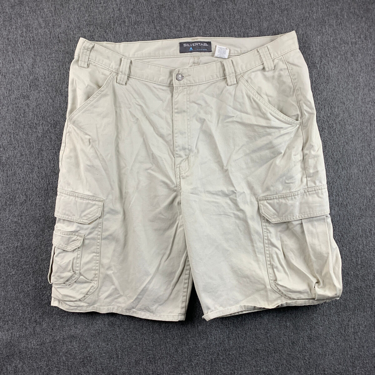 VTG Levis Silvertab Cargo Shorts Mens 38x11 Cream Baggy Y2K VTG Levis Silvertab Cargo Shorts Mens 38x11 Cream Baggy Y2K